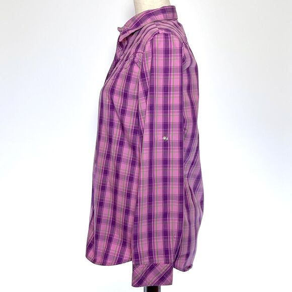 Bit & Bridle Pink Plaid Pearl Snap Top Size S - Picture 2 of 7